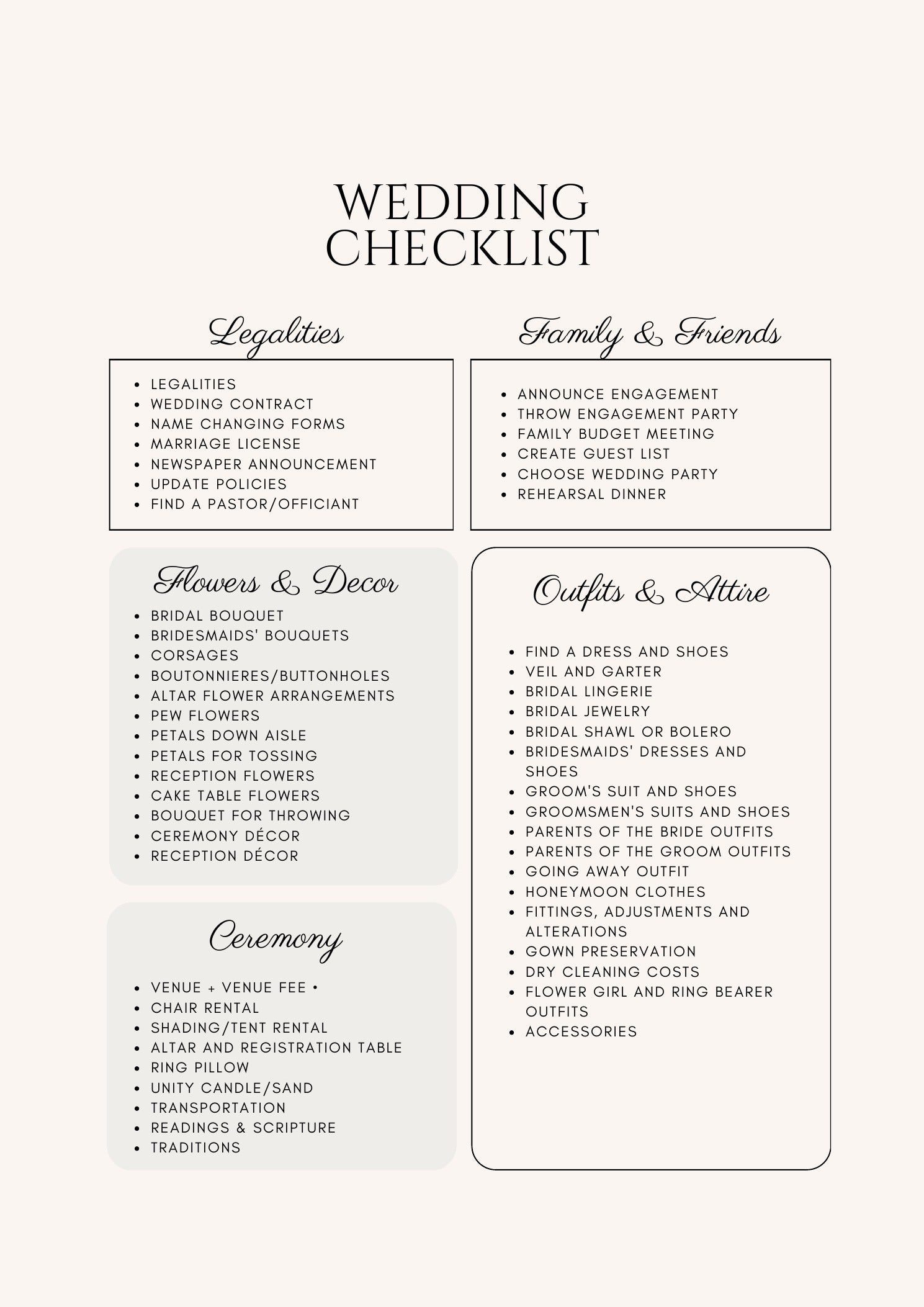 Master wedding checklist